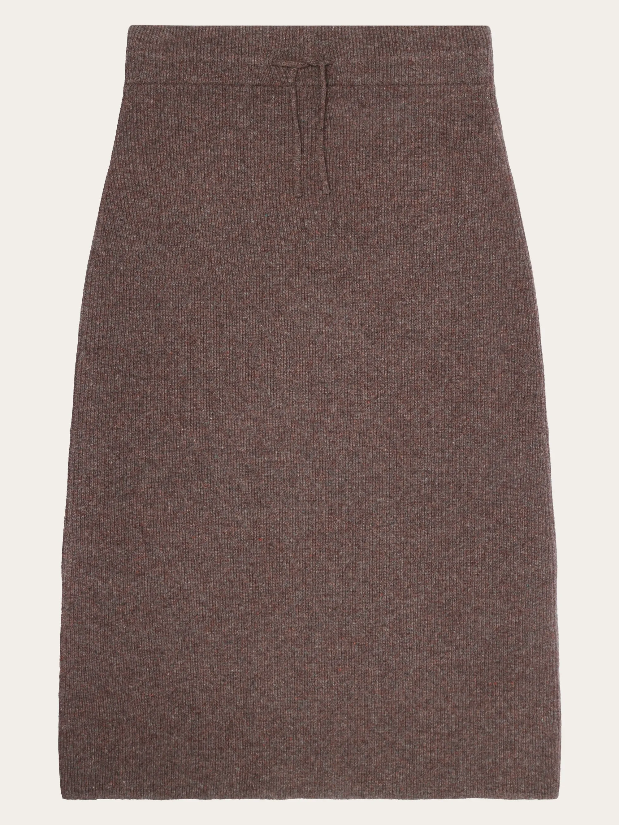 Wool midth lengt rib knit skirt - Demitasse (brown)