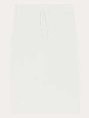 Wool midth lengt rib knit skirt - Egret