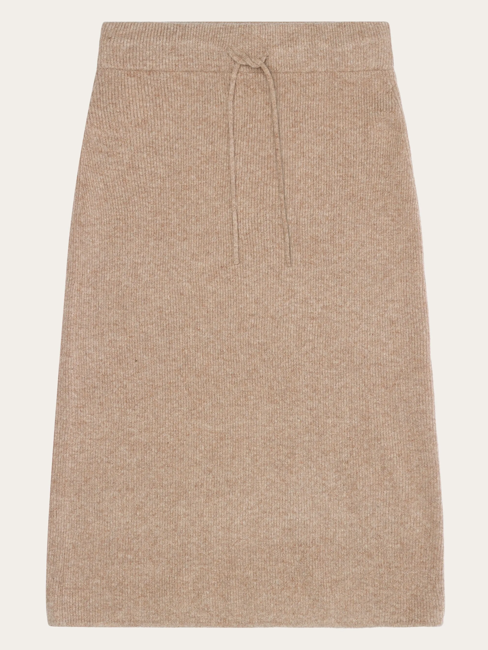 Wool midth lengt rib knit skirt - Kelp melange