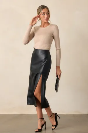 Z Supply Metropolitan Black Faux Leather Midi Skirt